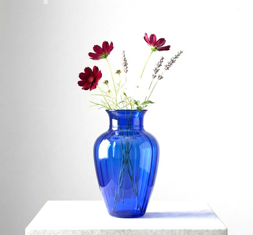 Vaso vintage blu cobalto vetro - vaso,