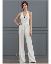 Abiti da sposa slim Halter in raso a terra taglia EU 42, US 12, (colore bianco)