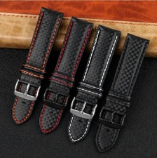 Carbon and Leather Watch Strap