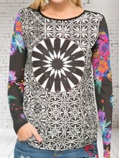 Top multicolore manica lunga