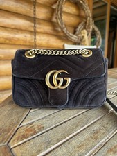 Gucci Marmont Flap Borsa a Tracolla velluto nero marrone