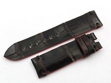 Cinturino Orologio Vera Pelle Alligatore Nero 22/20mm Artigianale Ottima Qualità