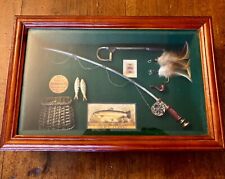 quadretto con vetro oggetti pesca miniatura 