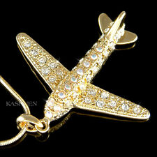 3D Aeroplano ~ IN Swarovski Cristallo Aereo Pilota Aviazione Aviatore Collana