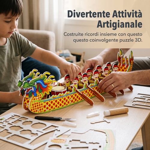 Puzzle barca drago con - 3d,