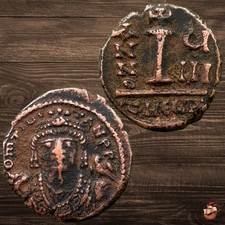 BELLISSIMA moneta bizantina decanummio - Maurizio Tiberio (Sear 537) Antiochia #T298