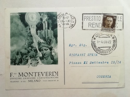 Cartolina monteverdi firmata - monteverdi,