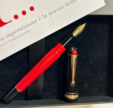new! DELTA Smorfia Ué NERO-ROSSO con cornetto portafortuna placcato ORO - stilo