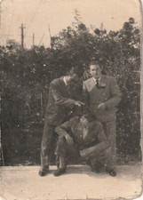 B4 - Foto Photo Fotografia Anni 40 - Trio Giovani Uomini Giacca Cravatta