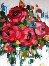 Dipinto olio originale peonia