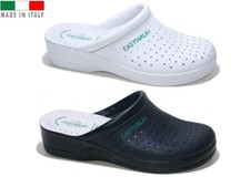 Sabot ciabatte da donna in pelle infermiere sanitarie pantofole cucina bianche