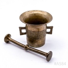 Mortaio Vintage In Ottone Con Pestello | 12 x 11,5 cm