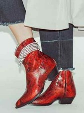 Rhinestone Fringe Boots In Red  chiara ferragni 37 Nuovi