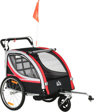 Rimorchio Bici per Bambini E Passeggino, Design 2 in 1 Con Freno, Cintura a 5 Pu