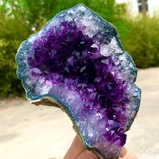 Ametista naturale 1,46 libbre geode quarzo a grappolo cristallo esemplare guarigione