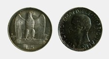 228) Vittorio Emanuele III  (1901-1943) 5 Lire Aquilino 1929  - TONED