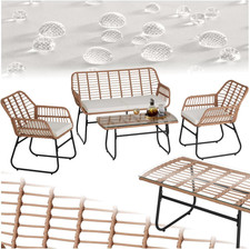 ® Salottino in Rattan, Set Da Balcone Elegante, 2 Sedie E 1 Divano Con Imbottitu