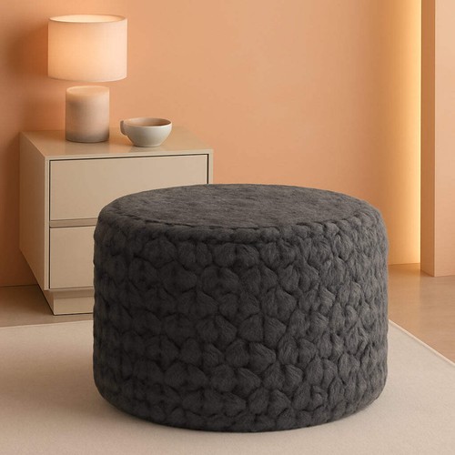 Luxuriously round pouf ottoman - pouf,