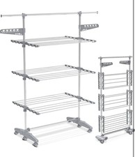 Stendino Verticale a Torre, Stendibiancheria Pieghevole in Acciaio Inox Con Ri