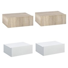 HOMCOM Set 2 Comodini Sospesi in Legno Design Moderno 40x30x15cm
