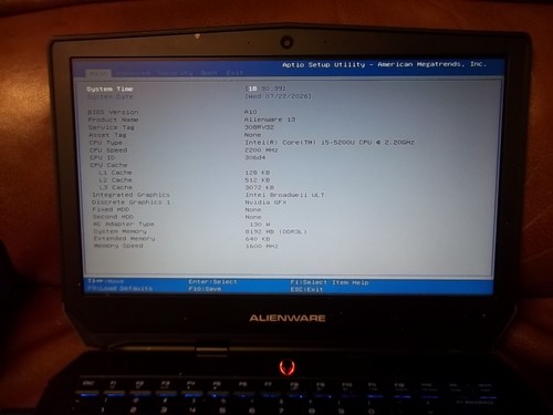 Alienware laptop 5200u - laptop, i5-5200u