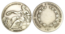 P092, Francia, c1930, medaglia premio Br argentata, apicoltura, alveare, agricoltura