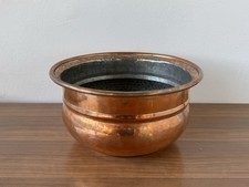 Antico Contenitore In Rame Martellato Pentola Cucina Fioriera Vintage