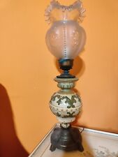 LUME ANTICO DELLA NONNA IN OTTONE E CERAMICA DEL 19° SECOLO