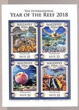 A2134 - MALDIVE - ERRORE: MISPERF - 2018 Barriere coralline, pesci, tartarughe, vita marina