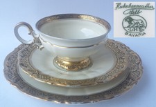 3-tlg. Servizio Tazza Piattino Piatto Torta Hutschenreuther Oro Um 1910 O218