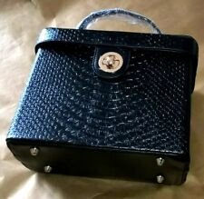 BORSA BAULETTO FIRMATA VALERIO PELLE STAMPATA NERA - NUOVA.