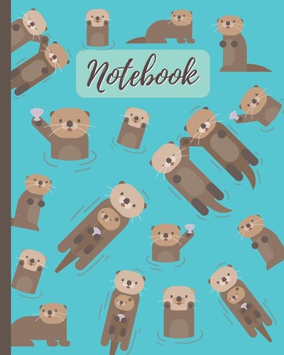 Notebook with swimming - , otters