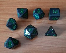 Set 7 Dadi D&D Nero/Verde