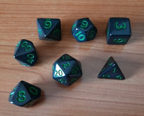 Set dadi nero - set, nero/verde