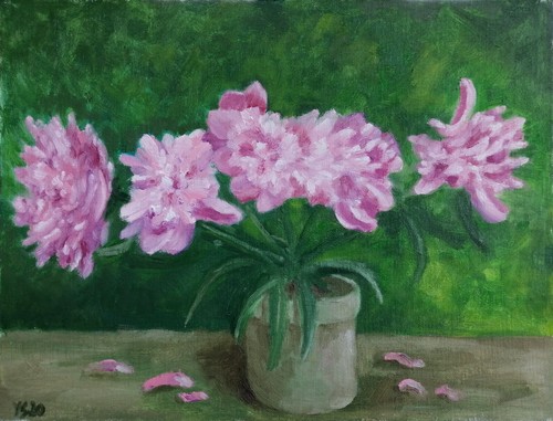 Giardino peonie dipinto - peonie,