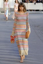 Abito Chanel a righe maglione maglia 2011 Cruise Resort 11C beige colorato FR 38