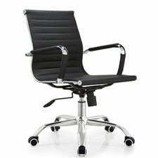 2 Poltrone direzionale ufficio girevole ecopelle Sedie similpelle nera con ruote