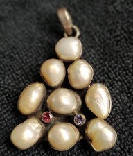 ciondolo in argento  indiano con perle e pietre dure