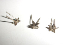 Lotto 3 Stellette x nastrini militari mignon argento anni 30 40 - misura 0,5