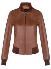 Giacca Bomber In Pelle Marrone