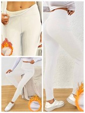 Damen Thermo Leggings Fleece Gefüttert Winter Warm Hose  L 40/42 Weiß (P05)