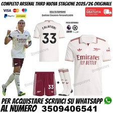 Terza Maglia Arsenal Calafiori 2025 2026 Bianca Third 25/26 Nuova Bambino 