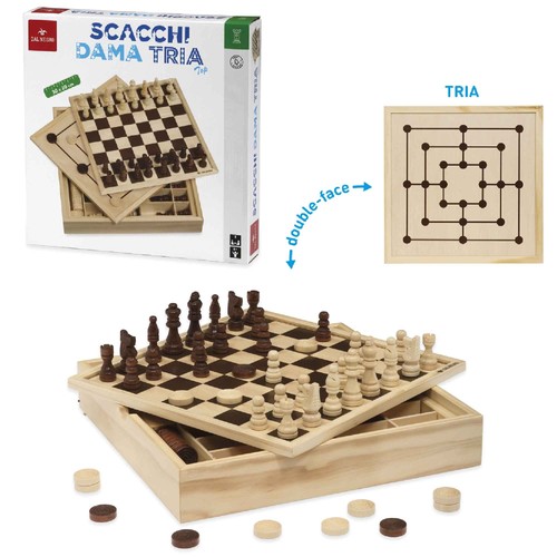 Scacchi dama tria legno gioco - scacchi,