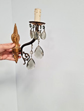 COPPIA DI APPLIQUES IN OTTONE CON GOCCE IN  VETRO