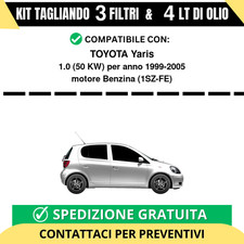 Tagliando per TOYOTA Yaris 1.0 50 kw Benzina 1999-2005 - 4 Lt di olio + 3 Filtri
