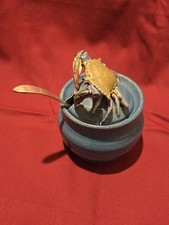 Richard Ashburn vaso in ceramica granchio blu fatto a mano con mestolo sterling Tiffany & Co.