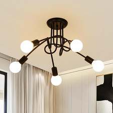 Lampadario Industriale, 5 Luci Plafoniera Soffitto Sputnik Vintage E27, Lampada 