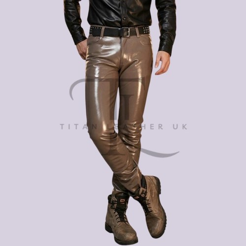 Jeans biker uomo pelle