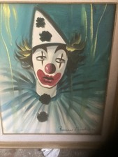 Quadro ad olio su tela originale con certificazione di Romano Mussolini "Clown"