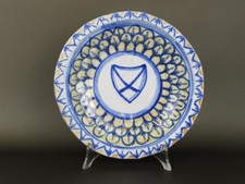 Piatto maiolica Sicilia Trapani soprammobile dipinto a mano vintage XX Sec.